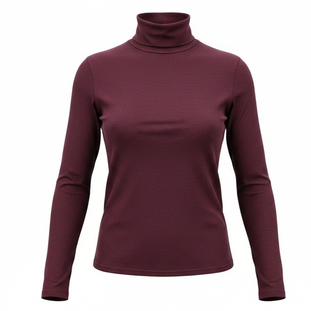 Lands End M Burgundy Shaped Fit Turtleneck Long‎ Sleeve Classic Minimalist Basic